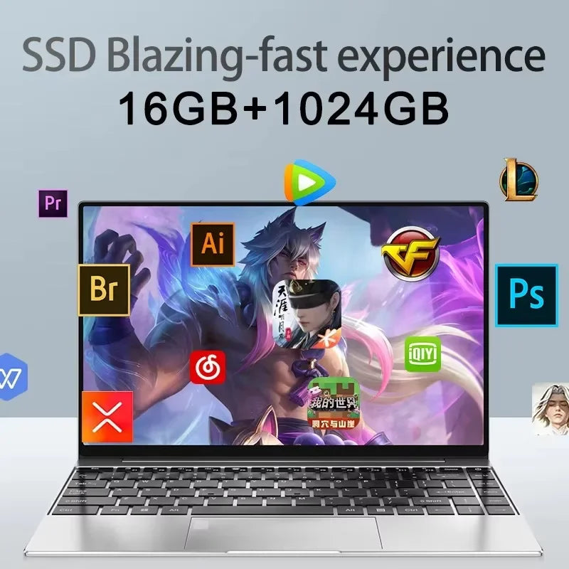 Portátil 2026 I9 Windows 11: 14.1" FHD, 16GB RAM, 1TB SSD Gamer